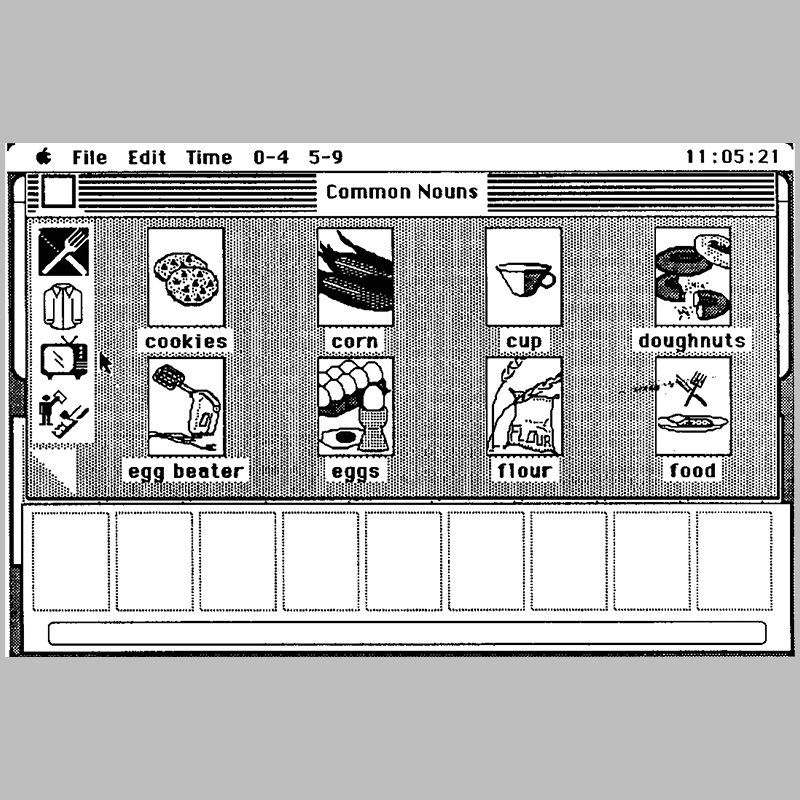 Screen shot of the earliest version of Lingraphica's AAC device software.